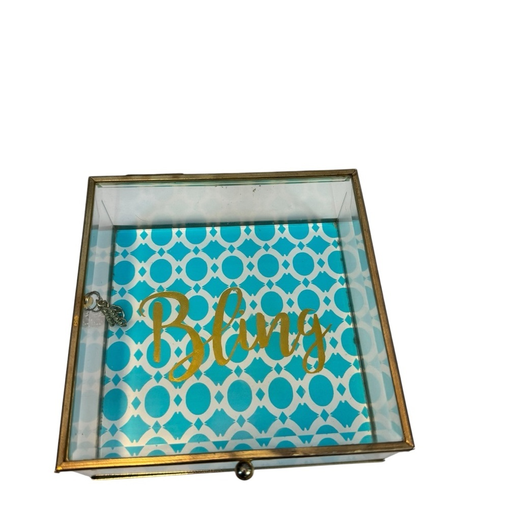 Gold and Blue Bling Jewelry Box